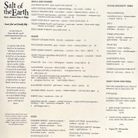 Salt of the Earth - Menu with  vegan options   at Salt of the Earth in Fennville