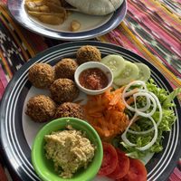 Falafel plate or sandwich, only 35Q  at Shanti Shanti in San Pedro La Laguna