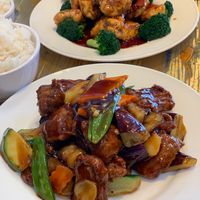 Vegan beef with eggplant  at China Garden  in Rye