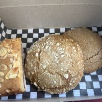 Raspberry square, pumpkin shortbread cookie, molasses cookie   at Citizen Cafe and Bakery in Saskatoon