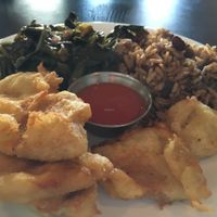 Red Beans & Rice, Collard Greens and "Fried Chicken" - from Soul Food Saturdays at The Nile in Mesa