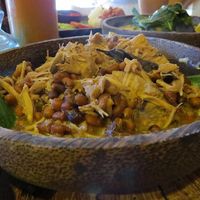 Jukut Nangka (pronounced joo-koot Nung-kaa) 52 Rp
Jukut Nangka is a local dish which is slow cooked young jackfruit with local spices and beans, served with red and white rice. at Atman Kafe in Ubud