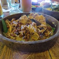 Jukut Nangka (pronounced joo-koot Nung-kaa) 52 Rp
Jukut Nangka is a local dish which is slow cooked young jackfruit with local spices and beans, served with red and white rice. at Atman Kafe in Ubud