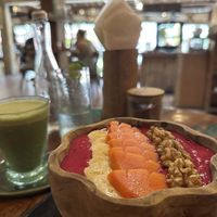 Dragon smoothies bowl & matcha   at Atman Kafe in Ubud