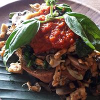 Tempe scramble on toast  at Atman Kafe in Ubud