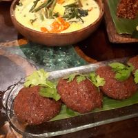 Balinese curry and beetroot falafel at Atman Kafe in Ubud