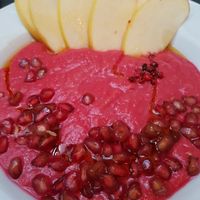 Salmarejo de remolacha, granada y pera at La Bicicleta in Cordoba