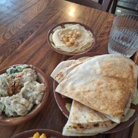 chickpea hummus, Babaganoush, dips and wraps at Mr Falafel in Maribor