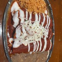 Vegan chicken enchiladas   at Hussong's Cantina - Boca Park in Las Vegas
