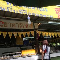 Vegan food stall at Lumpini Park Morning Market Stall in Bangkok