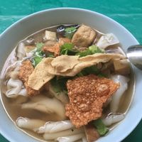 Noodle soup at Lumpini Park Morning Market Stall in Bangkok