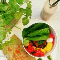 Mexican lunch bowl at KM20 in Moscow