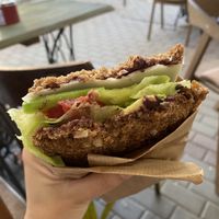 Vegan mozzarella sandwich with olive spread   at Living Nature in Varna