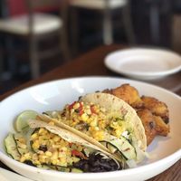 Zucchini tacos lunch with a side of sweet plantains at Paladar Latin Kitchen in Woodmere