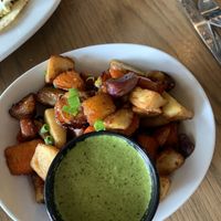 Sweet potato hash. Mix of potatoes, sweet plantains and sweet potatoes. Delicious 😋  at Paladar Latin Kitchen in Woodmere