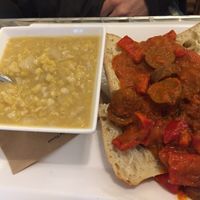 Sausage and peppers sandwich  at Cosmic Treats in Toronto