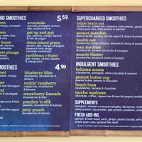 Smoothie menu at Tropical Smoothie Cafe in Lyndhurst