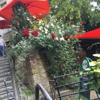 outside sitting at Die Pause in Marburg