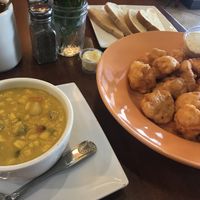 Soup- corn chowder & cauliflower “wings"  at Lovin' Spoonfuls in Tucson