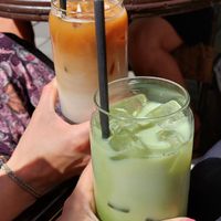 Iced Cafe Latte & Iced Vanilla Matcha Latte with Oat Milk at Urban Bistro in Bratislava