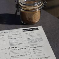 Menu at Urban Bistro in Bratislava