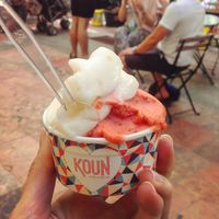 Strawberry and pear sorbet at Koun in Bratislava