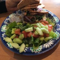 Tempeh BLT with salad - with lemon ginger dressing (on side). at DrinkabiliTea Cafe in The Woodlands