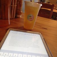 Green tea lychee with passion fruit boba and studying  at DrinkabiliTea Cafe in The Woodlands