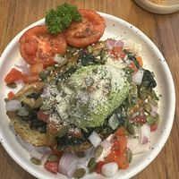 Toast with spinach and avocado   at Theera in Bangkok