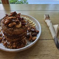 Vegan stacked pancakes at Theera in Bangkok