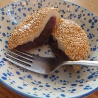 Mochi - vegan version - with sesame seeds at Matcha Komachi in Vienna