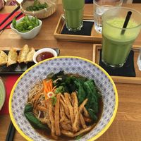 Vegan Gyoza and noodle soup  at Matcha Komachi in Vienna