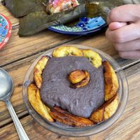 Plantains and beans  at Suculenta in Tulum