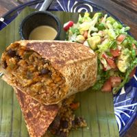 rice n bean burrito at Suculenta in Tulum
