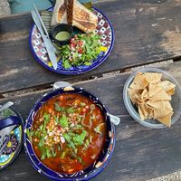Burrito and mushroom soupp  at Suculenta in Tulum