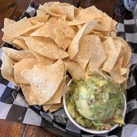 Chunky guac and chips  at Pelon's Baja Grill in Virginia Beach