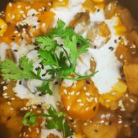 Tofu curry at Le P'tit Pré Chez Lan in Paris