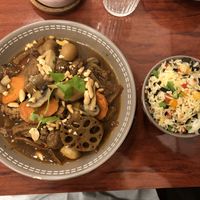 The Vietnamese "Boeuf Bourguignon"—very original but only dish that was not my cup of tea, because of the sweet caramel notes of the broth. (I had been forewarned!) Lovely rice. at Le P'tit Pré Chez Lan in Paris