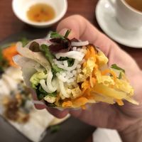 Inside the bi cuon (raw Spring roll), with vegan egg. at Le P'tit Pré Chez Lan in Paris