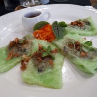 Galette de riz vertes ! at Le P'tit Pré Chez Lan in Paris