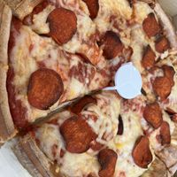 Vegan pepperoni pizza   at Fresh Brothers in Encino