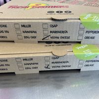 Clearly marked vegan on the box   at Fresh Brothers in Encino