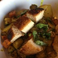 Taco bowl with rice and sweet potatoes.  at Fat Cats in Cleveland