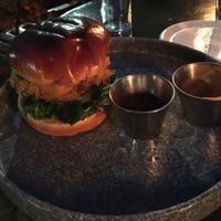 Breaded tofu, crusted and served on a bun at Felice Urban Cafe in Cleveland