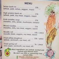 English menu at Bao An Vegan (formerly Vegan Banhmi) in Hanoi