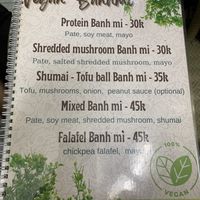 Menu as of 02.06.22  at Bao An Vegan (formerly Vegan Banhmi) in Hanoi