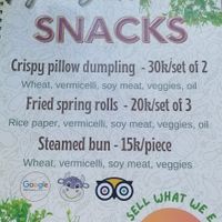 Menu at Bao An Vegan (formerly Vegan Banhmi) in Hanoi