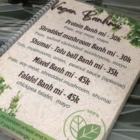 Menu  at Bao An Vegan (formerly Vegan Banhmi) in Hanoi