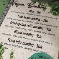 Menu  at Bao An Vegan (formerly Vegan Banhmi) in Hanoi
