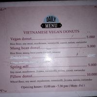 English menu at Bao An Vegan (formerly Vegan Banhmi) in Hanoi